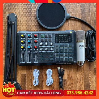 Sound Card S8 Và Mic Thu Âm ISK AT350 ⚡FREESHIP⚡ Đầy Đủ Phụ Kiện Kẹp Mic , Màng Lọc Âm . Tặng Kèm Tai Nghe Kiểm Âm