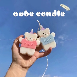 Nến Thơm Tinh Dầu Trang Trí Phòng Siêu Yêu Bé Gấu Happy Birthday Hàn Quốc - Quà Tặng - Trang Trí | Oube Candle NT3