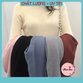 Áo len tăm nữ dài tay giữ nhiệt Hàn Quốc cổ lọ 3cm hàng Quảng châu cao cấp