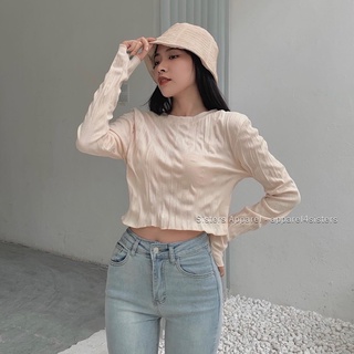 Áo crop nhún cuốn biên-AC077