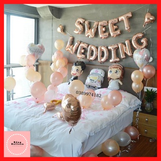 Trang trí phòng cưới ❤️TẶNG 100 CÁNH HOA HỒNG❤️ Set bóng bay trang trí phòng tân hôn, phòng cưới đám cưới w3