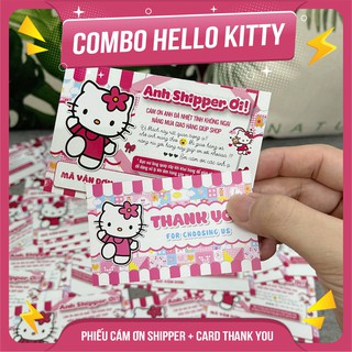 [ COMBO ] Tem cám ơn anh Shipper + Phiếu cám ơn khách hàng Hello Kitty