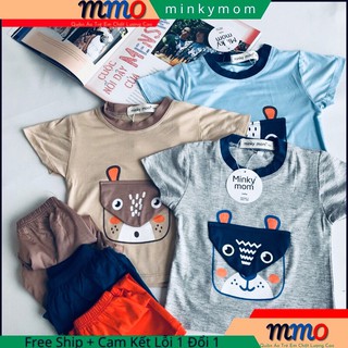 Bộ Cộc Tay Thun Lạnh In Hình Thu Hàng Minky mom Cho Bé Trai Bé Gái Có Nắp Túi