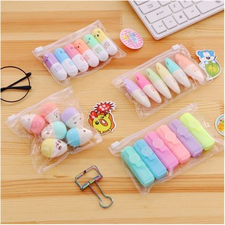 Set 6 bút dạ quang mini hình cực cute