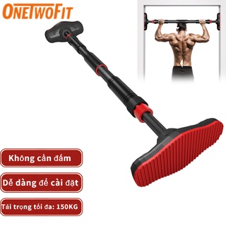 OneTwoFit Thanh xà đơn gắn cửa, xà đơn treo tường chịu lực 150kg, chốt khóa an toàn chông trượt tập luyện tại nhà OT160