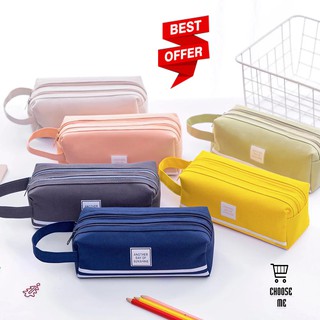 [ HCM ] Bóp viết vải Canvas cỡ lớn to 2 ngăn , bóp viết kiểu Nhật màu pastel giá rẻ