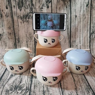 HCM - Chén lúa mì thiên nhiên bé đội nón kute 400ml kèm muỗng
