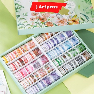 Hộp Quà Băng Dính Washi Tape Trang Trí Nhiều Chủ Đề 20 - 100 120 Cuộn Xanh Hồng