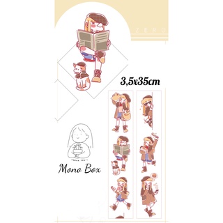 [Chiết] Đoạn Washi tape 3,5x35cm, băng dán trang trí chủ hình cô bé hoạt bát làm tranh washi