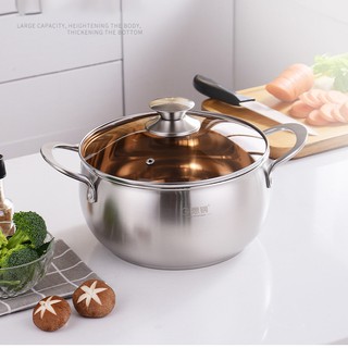 Nồi inox nắp thuỷ tinh nâu nắp kính