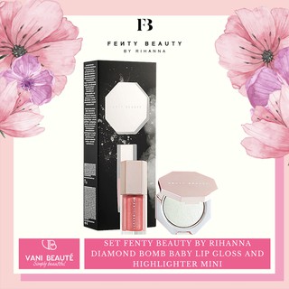 Set FENTY BEAUTY BY RIHANNA Diamond Bomb Baby Lip Gloss and Highlighter Mini