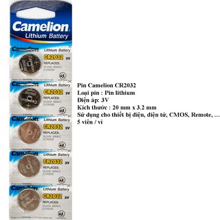 Pin CR2032 - 3V - 5 viên = vỉ