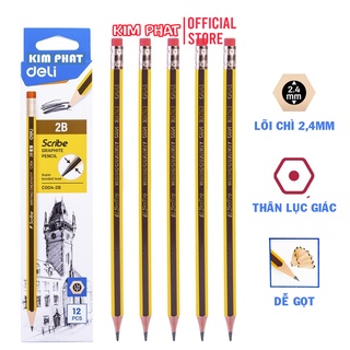 Bút chì 2B Deli Có kèm tẩy EC004-2B