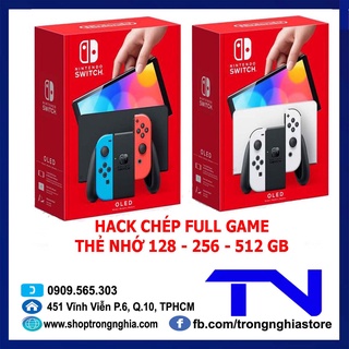 Máy Nintendo Switch Oled Bẻ Khóa chơi full game - Tặng miếng dán cường lực &amp; Núm bọc Analog - Bảo hành 3 tháng