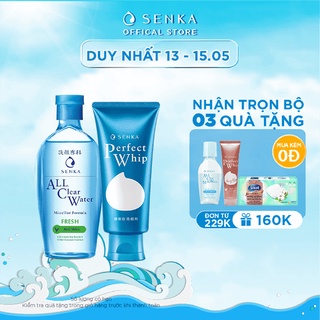 Bộ đôi làm sạch Nước tẩy trang Fresh 230ml &amp; Sữa rửa mặt Senka Perfect Whip 120g