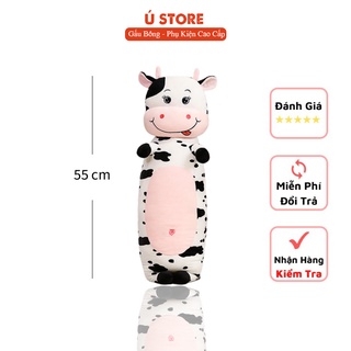 [Mã LIFEXANH03 giảm 10% đơn 500K] Gối Ôm Bò Sữa, Gấu Bông Dài, Vải Nhung Co Giãn 4 Chiều Thích Hợp Cho Bé 55cm