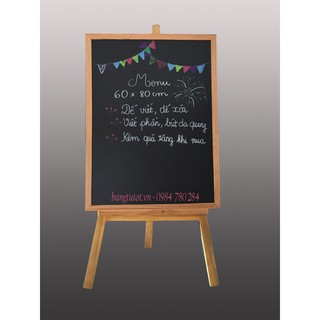 Combo BẢNG MENU kết hợp GIÁ GỖ 60x80cm (Tặng 1hộp phấn màu và 1 bút dạ quang)