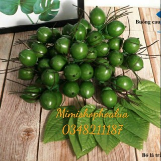 Buồng cau - lá trầu giả- buồng cau 50 quả. 10 lá trầu