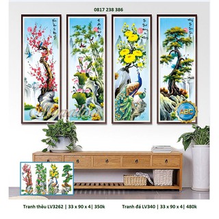 Tranh thêu chữ thập tứ quý LV3262 (33 x 90 x 4 cm)