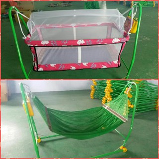 Nôi điện Võng xếp 2 Trong 1 cho bé (Tặng kèm võng + màn chống muỗi cho bé)