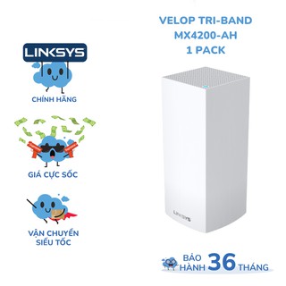 (1 Pack) Bộ phát wifiLINKSYS VELOP MX4200 chuẩn AX tốc độ 4200mbps tri-band interlligent mesh wifi 6 MU-MIMO system