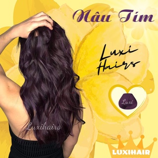 Thuốc Nhuộm Tóc Màu NÂU TÍM Không Cần Tẩy Tặng Kèm Oxi Găng Tay Mũ Trùm Đầu - Luxihair