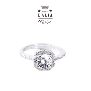 Nhẫn Bạc ý Nữ DaLiA Jewelry công chúa hột đá vuông to nạm đá - NY93