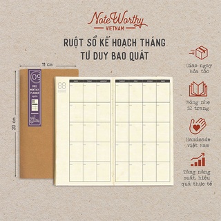 Sổ tay lập kế hoạch theo tháng 52 trang 11x20cm bìa mềm bỏ túi luyện tư duy bao quát - Noteworthy monthly planner