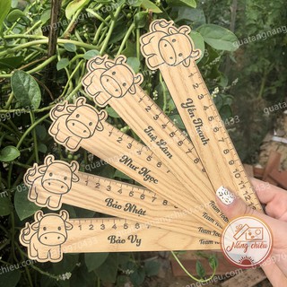 Thước kẻ học sinh, giáo viên, quà tặng ý nghĩa dành cho học sinh tiểu học, chất liệu gỗ tự nhiên, khắc theo yêu cầu