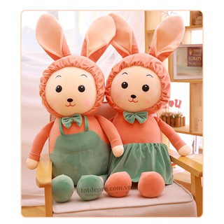 Thỏ bông kiể mặc váy hoặc quần yếm size đại 95cm