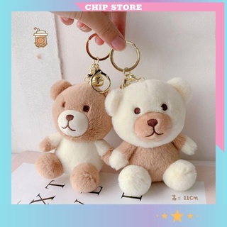 Móc khoá gấu bông treo balo cute trà sữa Jinnew dễ thương lông mềm xịn mịn màu sắc nhẹ nhàng