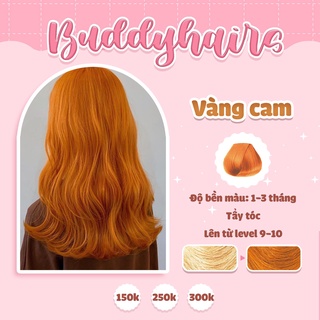 Thuốc nhuộm tóc màu VÀNG CAM cần dùng Thuốc tẩy tóc của Buddyhairs tặng kèm găng tay, mũ trùm, trợ nhuộm tiện ích