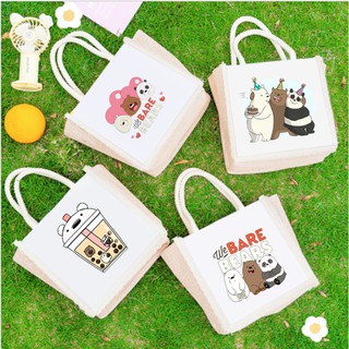 túi cói ba anh em gấu TCI28 túi vải bố bare bear đi biển cute vintage dễ thương hot trend