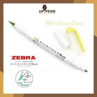 Bút lông đầu cọ Zebra Mildliner Double-Sided Highlighter Brush - Brush/ Extra Fine - Màu xanh lá mạ (Mild Citrus Green)