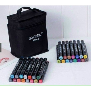 Bút Màu Marker Touch Cool Túi Vải 48 PCS, Cây Màu Chuyên Nghiệp Họa Cụ Tô Màu Dạ Vẽ Tranh Anime