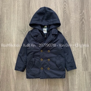 Áo kaki mũ nỉ chần bông siêu nhẹ màu xanh navy xuất dư xịn cho bé trai