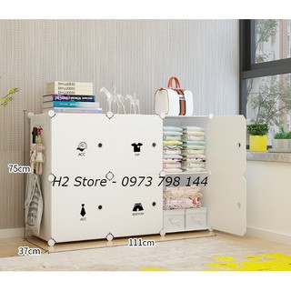 XƯỞNG TỦ ĐỂ ĐỒ GIÁ RẺ LẮP GHÉP ĐA NĂNG 6 Ô THÔNG MINH CỬA QUẦN ÁO VÁCH TRẮNG CHO TRẺ sâu 47cm