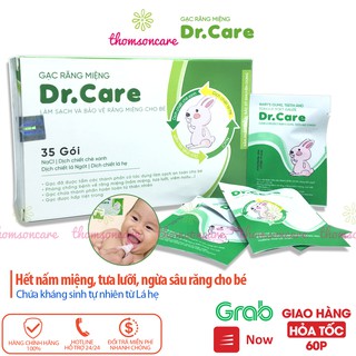 Gạc rơ lưỡi cho bé Dr Care Hộp 35 gói - khăn lau răng, rơ miệng, tưa lưỡi cho trẻ sơ sinh Drcare, ăn dặm, mọc răng