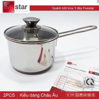 Quánh chống dính Fivestar 12/14 cm nắp kính, đun từ bh 5 năm