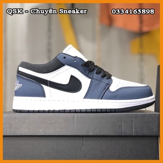 Giày Sneaker Jordan 1 Low Navy Da nhăn Fullbox, Giày thể thao nam nữ jordan 1 xanh navy hàng đẹp, đi êm chân