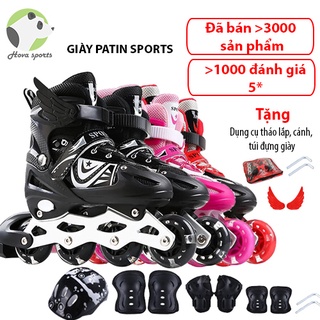 Giày patin trượt Sport dành cho trẻ em người lớn có thể điều chỉnh to nhỏ batin batanh tặng cánh