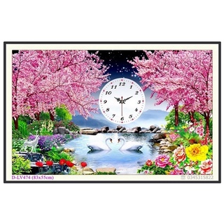 Tranh Đính Đá Đồng Hồ PHU THÊ VIÊN MÃN (ĐÁ ABC CAO CẤP). Kích Thước: 83cm x 55cm
