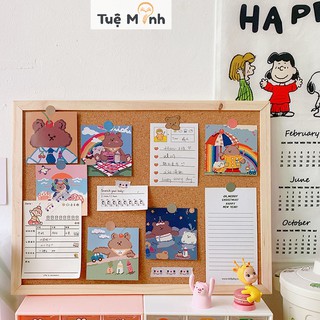 Bảng ghim gỗ bần K18 decor treo ảnh, postcard - Tặng kèm ghim + dây gai + sticker
