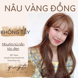 Thuốc nhuộm tóc tại nhà thảo dược màu NÂU VÀNG ĐỒNG - nhuộm nền tóc đen - không tẩy- tặng oxy