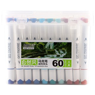 [Nowship] Bộ Bút 60 Màu Marker Oil Based Dual Tip BAOKE MP2913 - 60 Màu