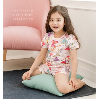 Bộ đồ bé gái Hàn quốc uniFriend ngắn tay _ công chúa _ cotton