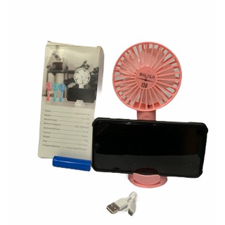 Combo Quạt pin sạc mini cầm tay tiện lợi 5 cánh 3 chế độ gió siêu mát có để giữ điện thoại kèm cáp sạc pin sạc