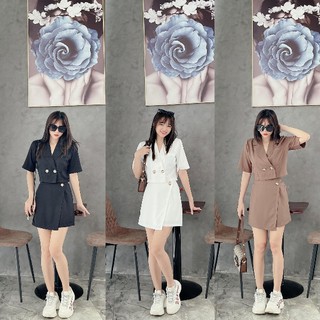 Set áo vest croptop tay ngắn và quần short