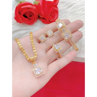 Bộ trang sức hoa mạ vàng 18K cao cấp UHA DB11283260-790 + tặng kèm dây