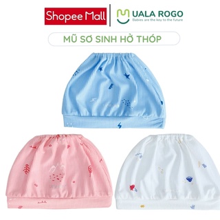 Mũ sơ sinh Uala rogo vải sợi sen Lotus Hở Đỉnh bảo vệ thóp thoáng mát 8109